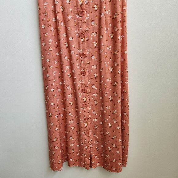 Ellisworth & Ivey Dress Womens S Coral Floral Maxi Front Button Cottagecore Boho - Picture 16 of 16